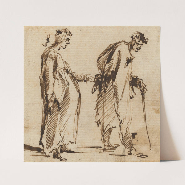 A Pregnant Young Woman and a Young Man with a Staff (1750s) by Giovanni Battista Piranesi