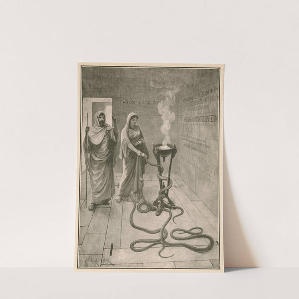 A priest of Asklepios (Aesculapius) and a patient calling up the sacred, non-poisonous snakes (1906) by Amédée Forestier