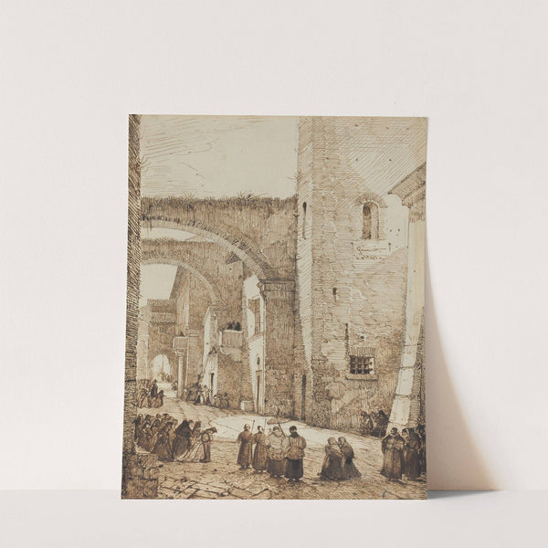 A Priest Processing through a Medieval Street in Viterbo by François-Marius Granet