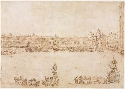 A Procession of Triumphal Cars in the Piazza San Marco, Venice, Celebrating the Visit of the Conti del Nord (1782)