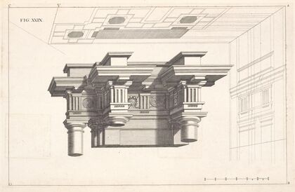 A projection of the Dorick order in perspective.