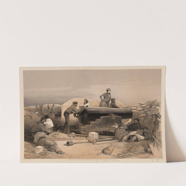 A quiet day in the diamond battery – portrait of a Lancaster 68 pounder, 15th Decr. 1854 (1855) by William Simpson