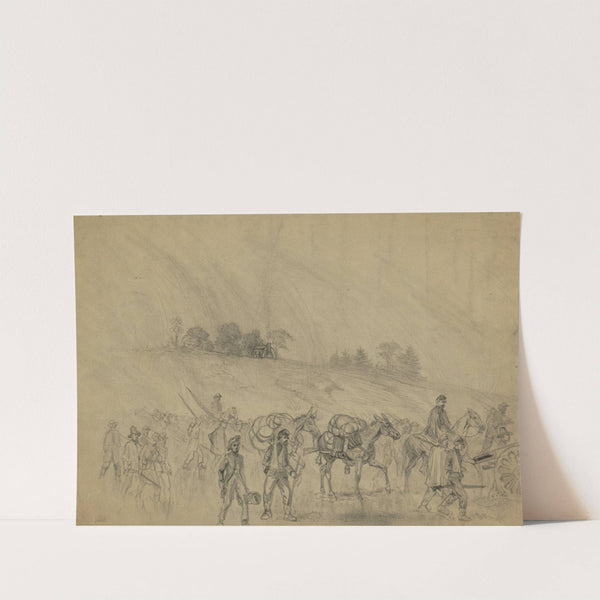 A rainy day. The army on the march by Edwin Forbes