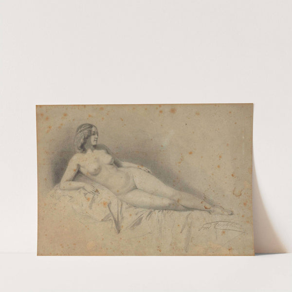 A reclining female nude by Frederic Leighton