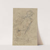 A Reclining Nude with Her Right Arm Raised over a Swift Composition Study (verso) by Jean-Baptiste Deshays