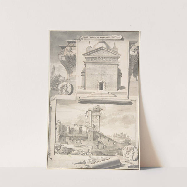 A Reconstruction of the Aurelian Temple of the Sun (above) and a View of the Ruins (below) by Jan Goeree