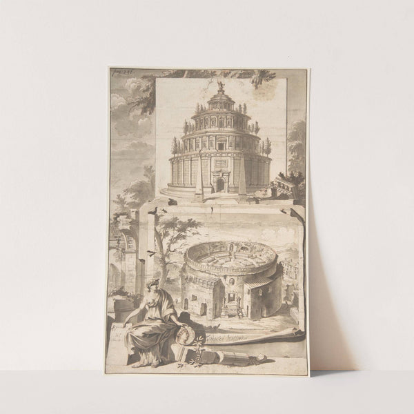 A Reconstruction of the Mausoleum of Augustus (above) and a View of the Ruins (below) by Jan Goeree