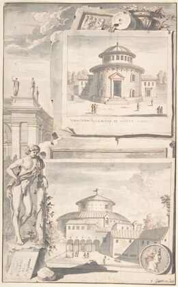 A Reconstruction of the Temple of Divus Claudius in Monte Coelio (above) and a View of the Ruins (below)