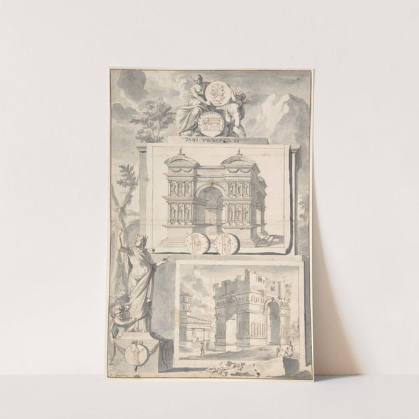 A Reconstruction of the Temple of Janus (above) and a View of the Ruins (below) by Jan Goeree