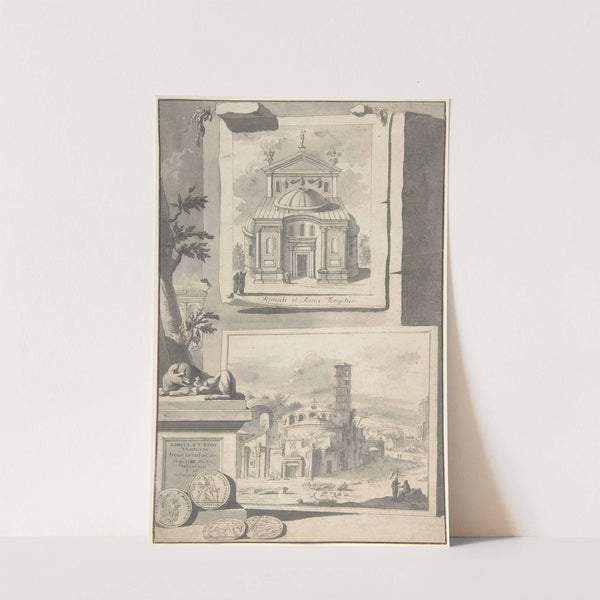 A Reconstruction of the Temple of Romulus and Remus (above) and a View of the Ruins (below) by Jan Goeree