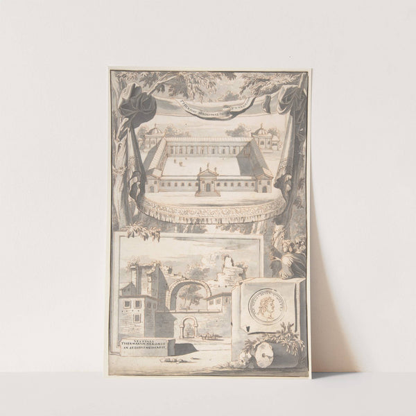 A Reconstruction of the Thermae of Nero (above) and a View of the Ruins (below) by Jan Goeree