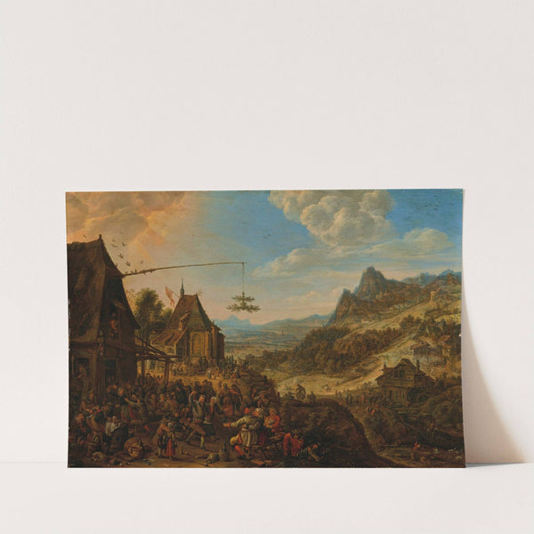 A Rhenish landscape with a village festival by Herman Saftleven