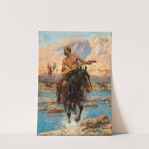 A Rider with Guitar Crossing a Ford by Franz Roubaud