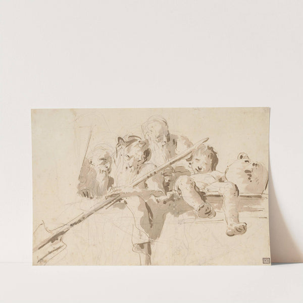 A River God and Other Figures on a Parapet (ca. 1740) by Giovanni Battista Tiepolo