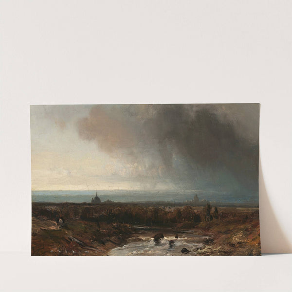 A river landscape beneath a stormy sky (circa 1850) by Johan Barthold Jongkind