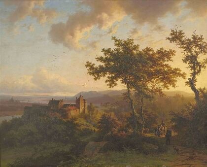 A River Landscape in Holland at Sunset