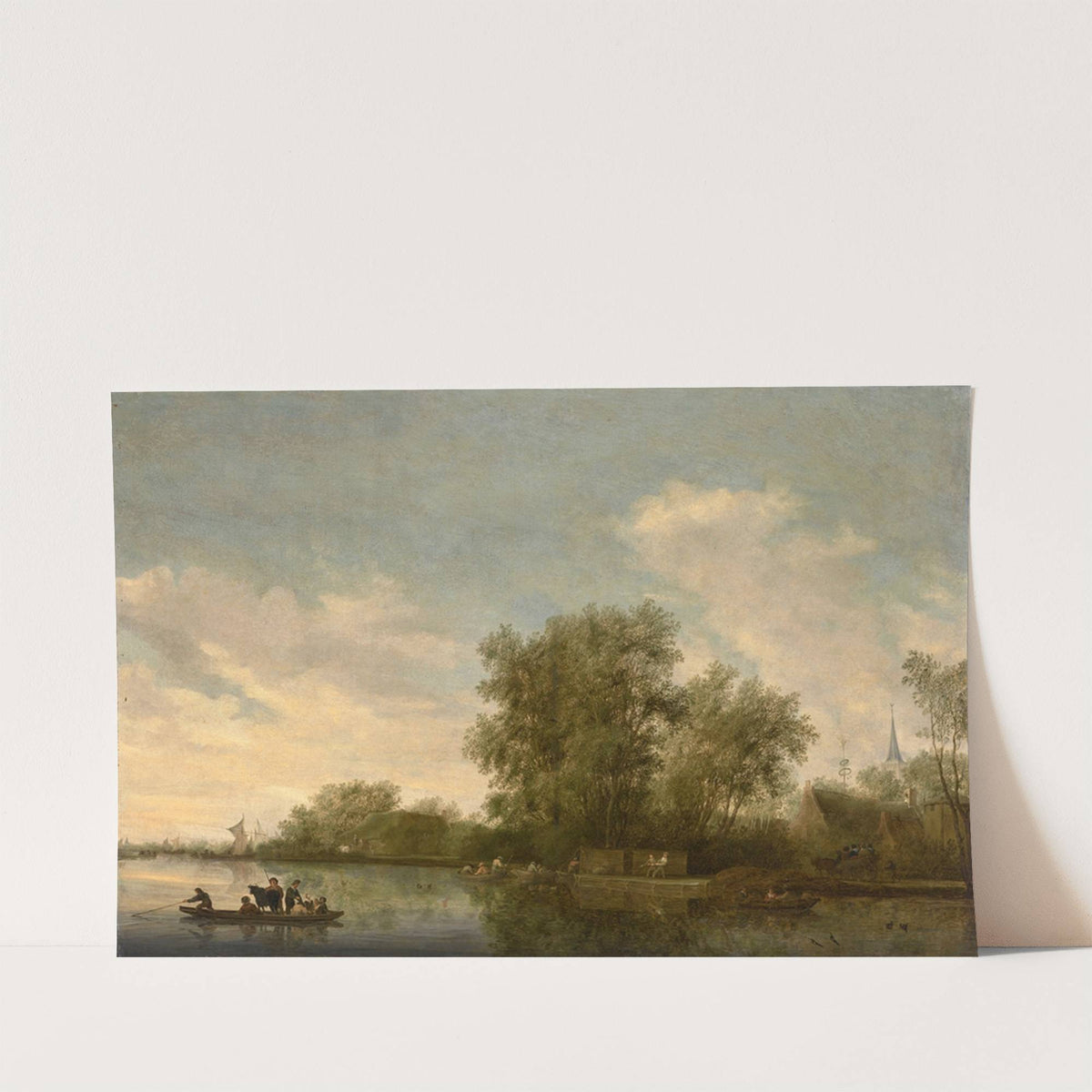 A river landscape with a ferry and fishermen (1645) by Salomon Van Ruysdae