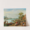 A river landscape with a harbour scene by Peeter Gysels