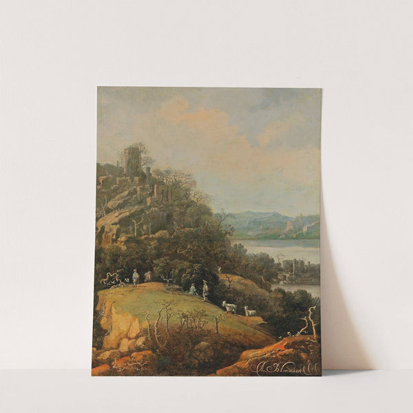A River Landscape With A Ruin And Figures by Adriaen Bloemaert