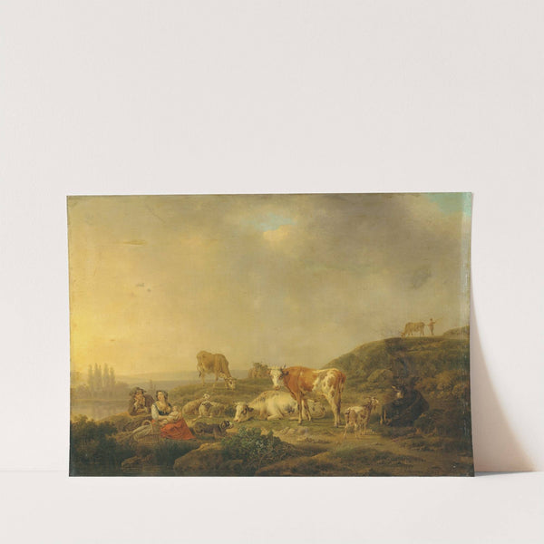 A river landscape with drovers and cattle (1790) by Henricus Josephus Antonissen
