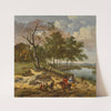 A river landscape with elegant travelers and a beggar in a dune landscape by Jan Wijnants