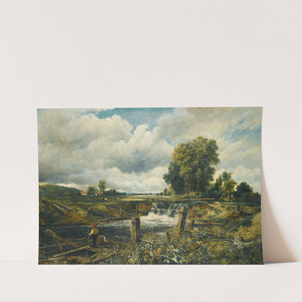 A River Landscape With Figures In A Boat By A Lock by Frederick Waters Watts