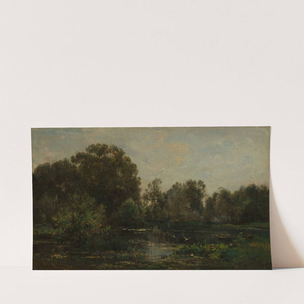 A River Landscape with Storks (1864) by Charles François Daubigny