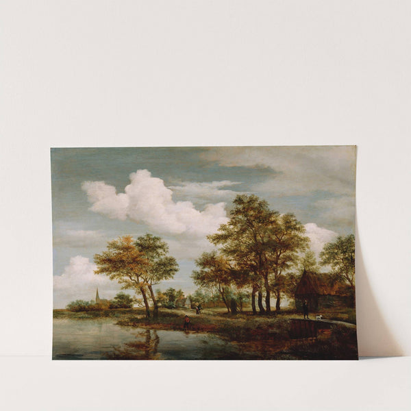 A River Scene by Meindert Hobbema