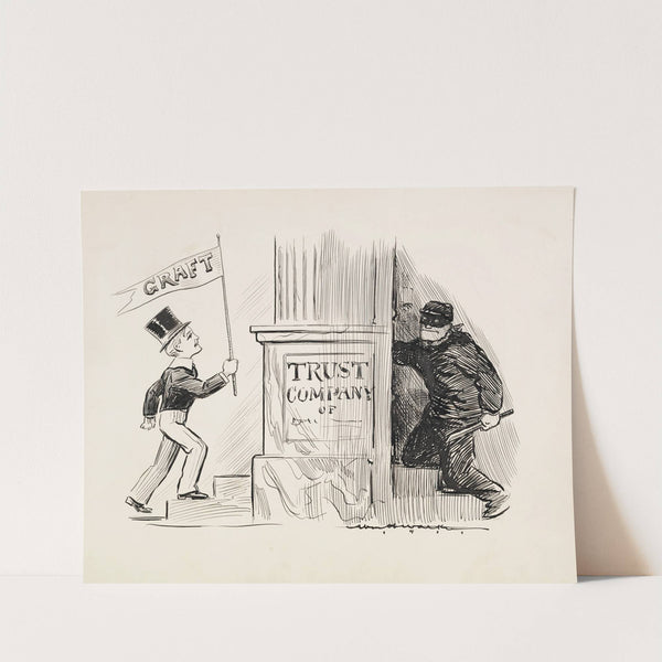 A robber breaks into the back of a Trust Company building (1911) by William Henry Walker