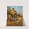 A rocky landscape with miners at a waterfall by Jacobus Sibrandi Mancadan