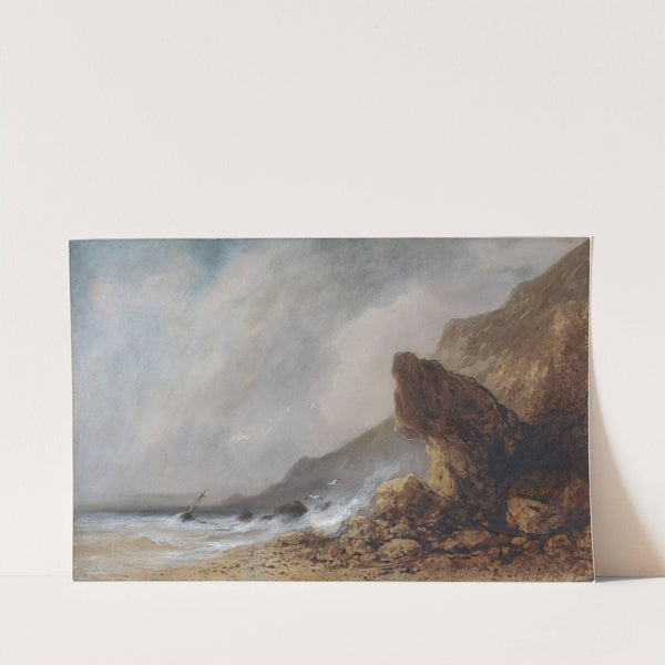 A Rocky Seacoast in a Storm by Gabriel Hippolyte Lebas