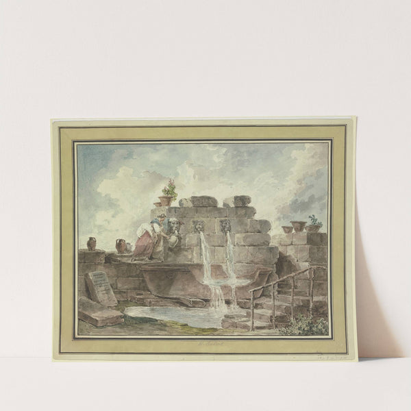 A Roman Fountain with a Woman Collecting Water (1792) by Hubert Robert