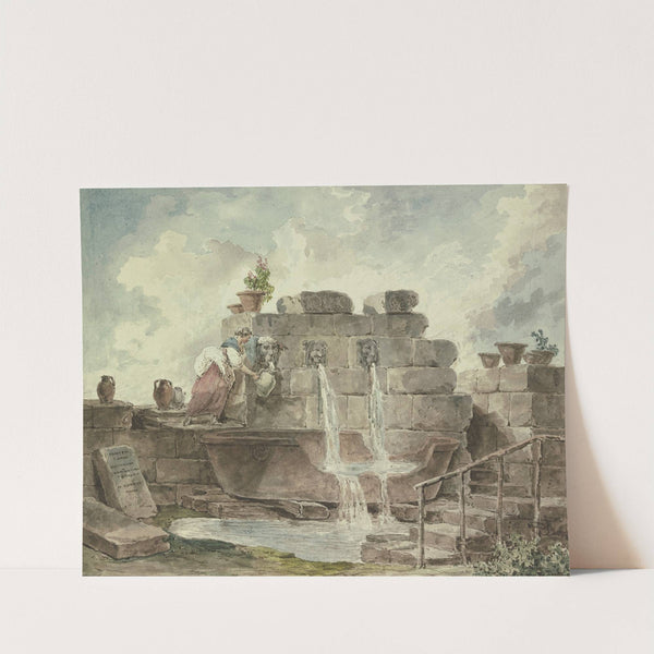 A Roman Fountain with a Woman Collecting Water (1792) by Hubert Robert