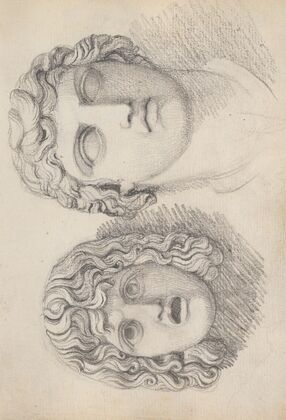 A Roman Tragic Mask and a Male Head