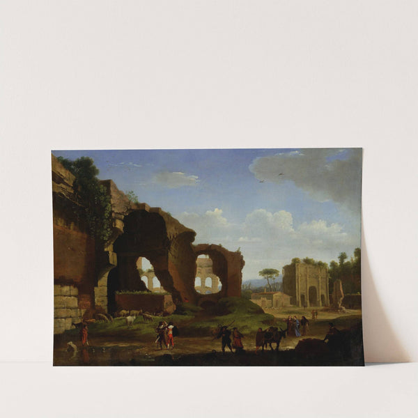 A Roman View of the Ruins of the Temple of Venus and Rome with the Colosseum and the Arch of Constan... by Herman van Swanevelt