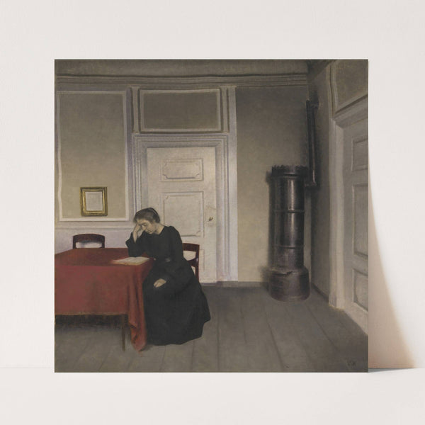 A Room in the Artist’s Home in Strandgade, Copenhagen, with the Artist’s Wife (1902) by Vilhelm Hammershøi