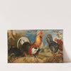 A rooster and chicken in a landscape by Roelant Savery