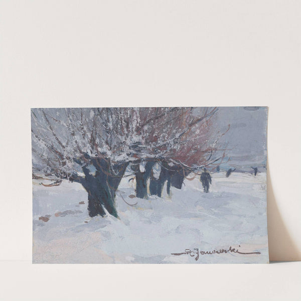 A row of trees against the background of snow by Stanisław Janowski