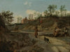 A rural landscape, with figures conversing