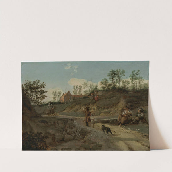 A rural landscape, with figures conversing by Jan van der Heyden