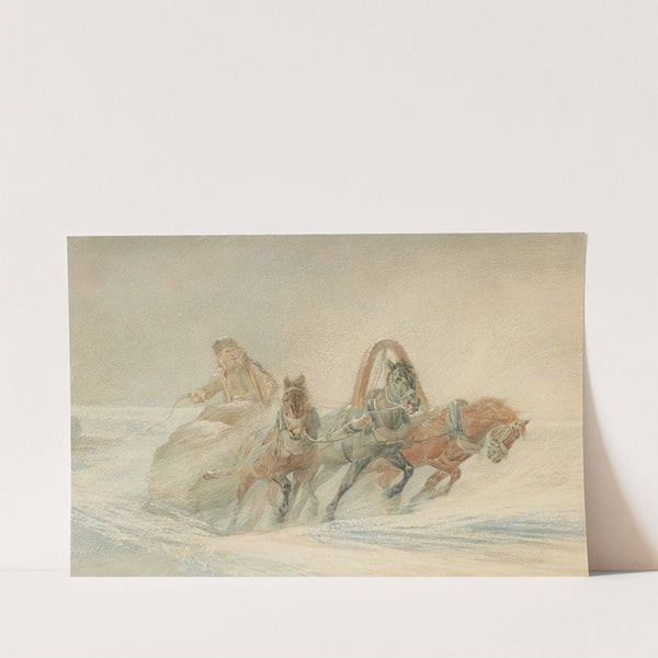 A Russian Troika In The Snow by Rudolf Fedorovich Frentz