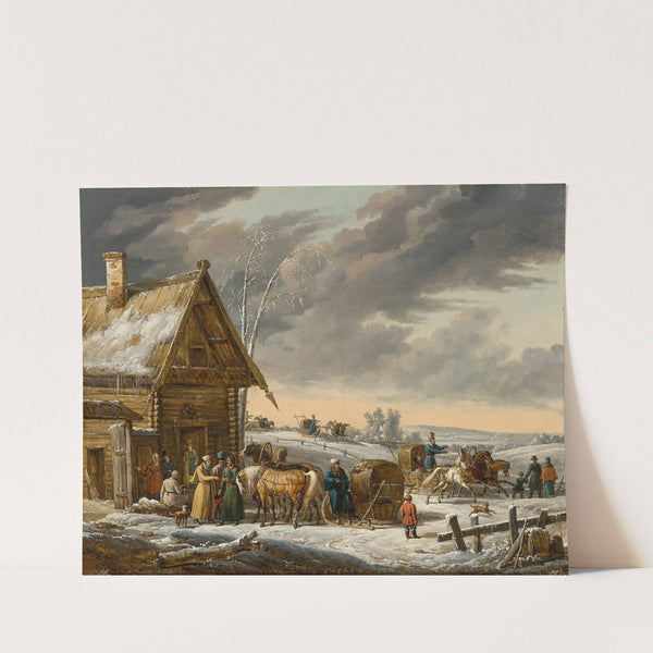 A Russian winter landscape by Jacques François Joseph Swebach-Desfontaines