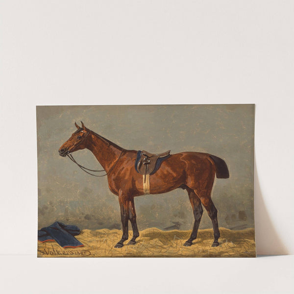 A Saddled Bay Horse in a Stable (1895) by Emil Volkers