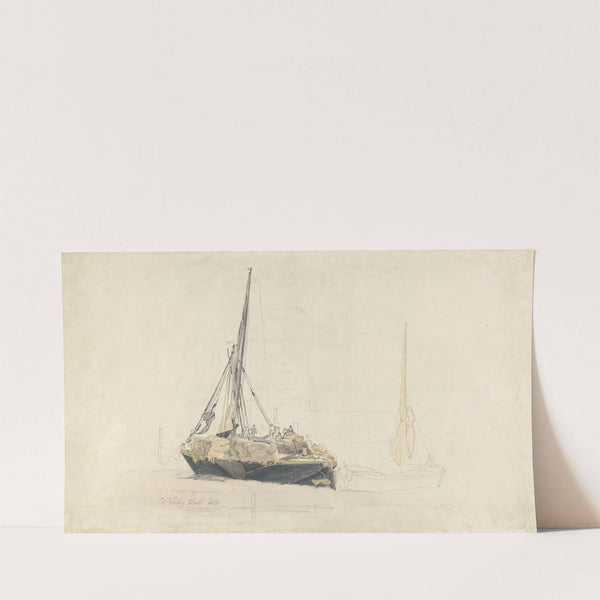 A Sailing Barge being loaded with Hay (1827) by Cornelius Varley