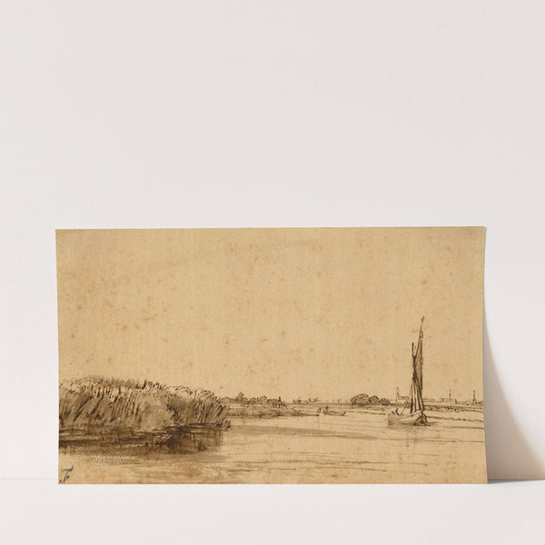 A Sailing Boat on a Wide Expanse of Water (1650) by Rembrandt van Rijn