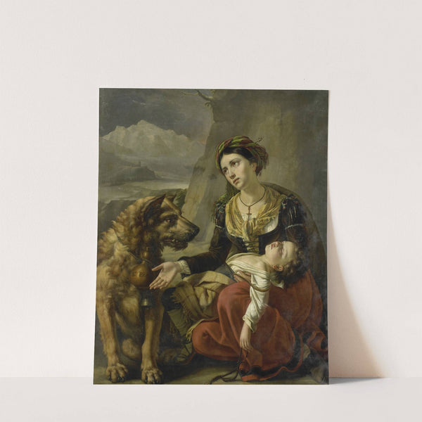 A Saint Bernard Dog Comes to the Aid of a lost Woman with a sick Child by Charles Picqué
