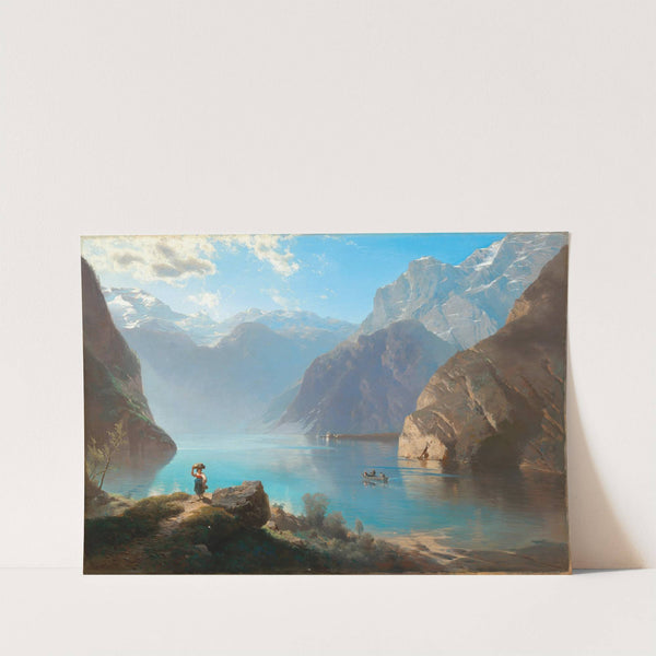 A Scene on Lake Königssee with St. Bartholomä by Leopold Heinrich Vöscher