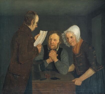 A Schoolmaster Reading Aloud a Letter to an Old Couple from Their Son Abroad (1834 - 1835)