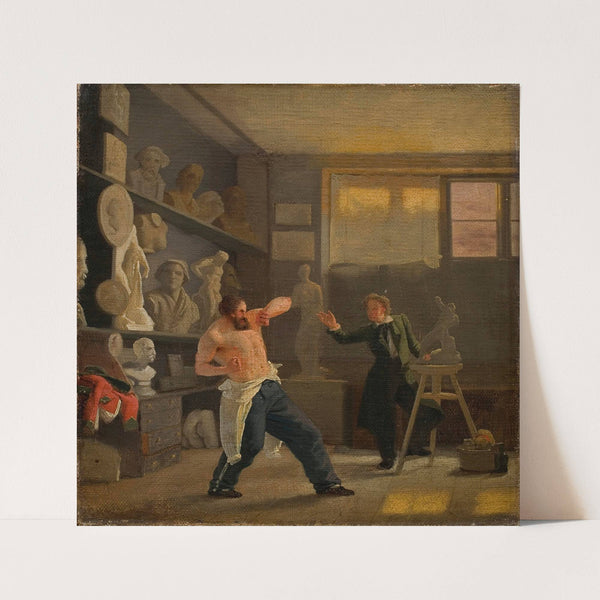 A sculptor in his studio working from the life. The medallist Christen Christensen by Wilhelm Bendz