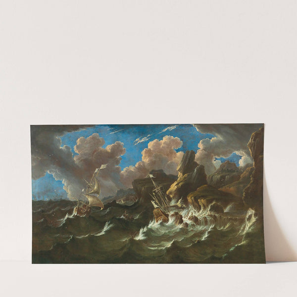 A sea at storm with ships by Pieter Mulier the Elder